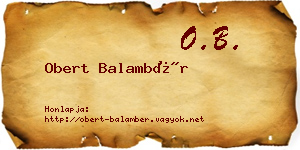 Obert Balambér névjegykártya